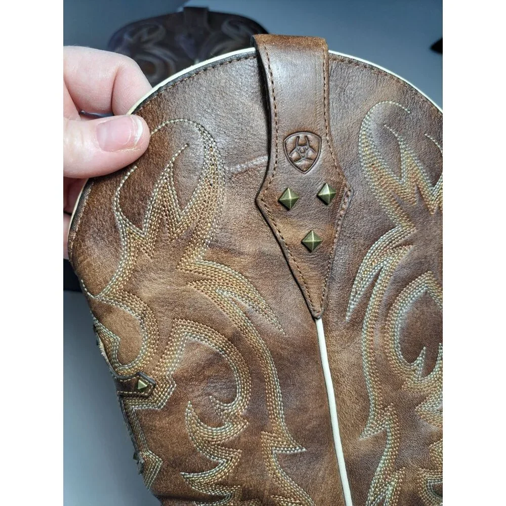 Ariat Womens Legend Spirit Western Brown Cowboy Boots 8.5M Square Toe Leather - Picture 3 of 12